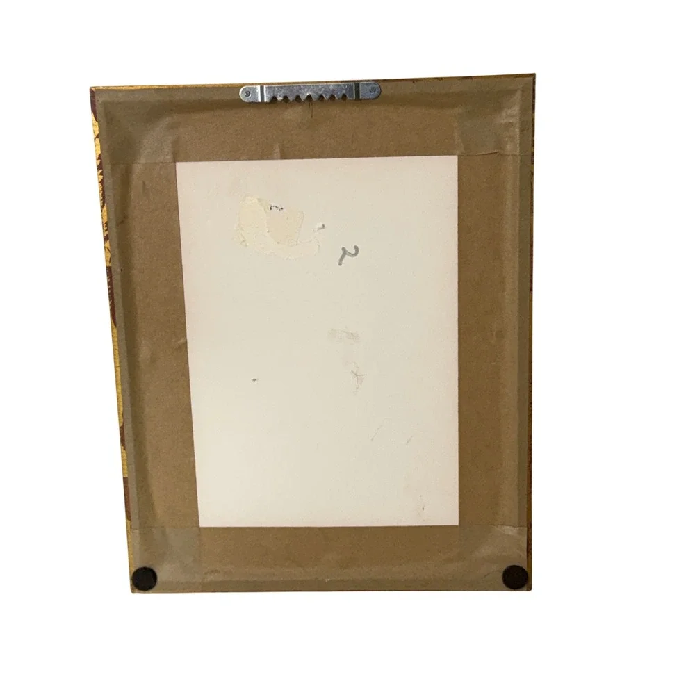 Hand Painted Egyptian Papyrus Art Framed Gold 8.5x10.5 Hieroglyphics Decor